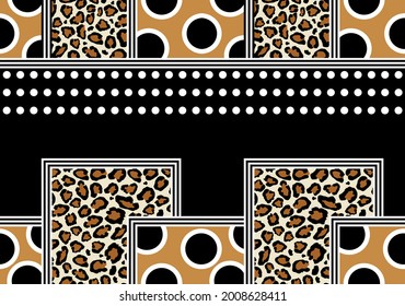 Seamless leopard skin circular, striped pattern on a black background. EPS10 Illustration.