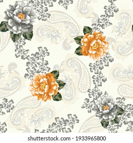 seamless  leopard skin  paisley and flower for background