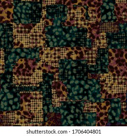Seamless leopard skin patchwork pattern
