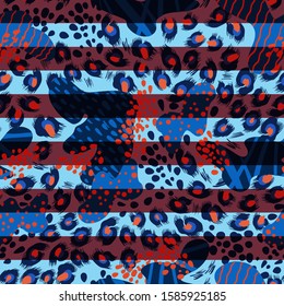 Seamless leopard skin pattern with abstract elements. Vector.