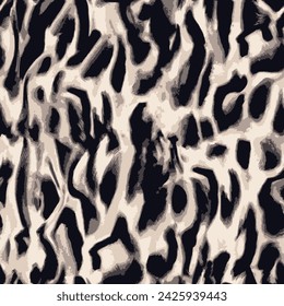 Seamless leopard skin pattern with animal skin background elements in brown and black svg