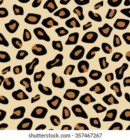 Seamless leopard skin pattern, with black / brown spots on yellow background