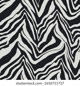 Padrão de pele de leopardo sem costura com arte desenhada à mão abstrata selvagem africano elementos de fundo em cores pretas e brancas