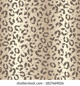 Seamless leopard skin spotted pattern with beige brown textured gradient background. 