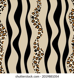 Seamless leopard skin with wavy pattern.Vector Illustration.