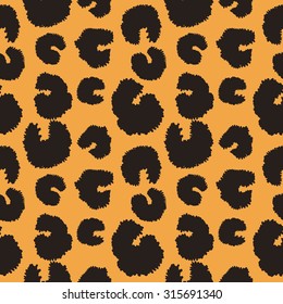 Seamless leopard spots pattern. Black on yellow. Backgrounds & textures shop.