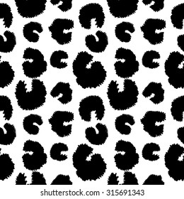 Seamless leopard spots pattern. Black on white. Backgrounds & textures shop.