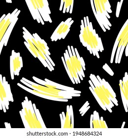 Seamless leopard - style pattern of strokes. Black and yellow. Vector illustration