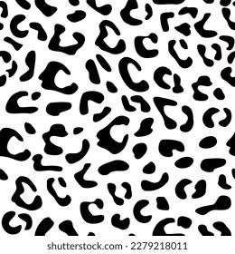 Seamless leopard vector pattern, animal tile black and white print background