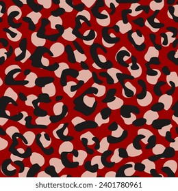 Seamless leopard vector pattern design, animal pink and black tile print background