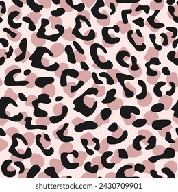 Seamless leopard vector pattern design, animal grey, pink and black tile print background for decoration wallpaper