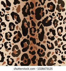 Seamless leopard wild nature pattern. Vector animal print.