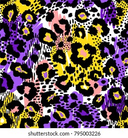 Seamless leopard wild pattern. Vector animal print.