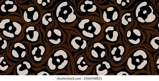 Seamless leopard and zebra pattern. Hand draw animals pattern in vector. Tribal animals collage pattern.