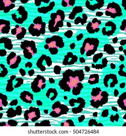 Seamless leopard and zebra pattern. Vector.