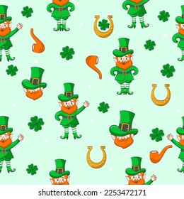 Seamless leprechaun pattern set for st. patrick's day