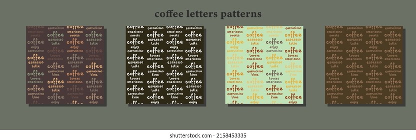 Seamless letter vector pattern. Hand drawn words for coffee. 