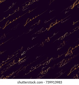 Seamless Lettering Doodles Pattern. Calligraphic Print Design for Fabric, Cover, Ad, Packaging, Fashion Background. Hand Drawn Ink Vector Illustration. Handwritten Signs and Letters Sketch