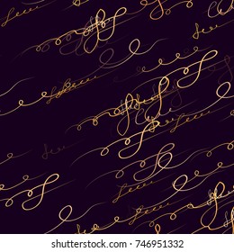 Seamless Lettering Doodles Pattern. Calligraphic Print Design for Fabric, Cover, Ad, Packaging, Fashion Background. Hand Drawn Ink Vector Illustration. Handwritten Signs and Letters Sketch