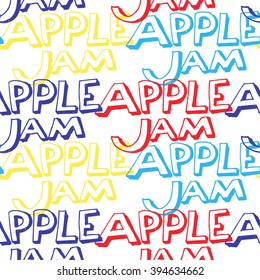 Seamless lettering pattern. Apple Jam. Vector color illustration.
