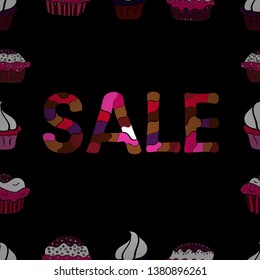 Seamless. Lettering. Vector. Hand drawn fashion pictures with speech design in black, brown and white colors. Giveaway poster, card. Great for wrapping.