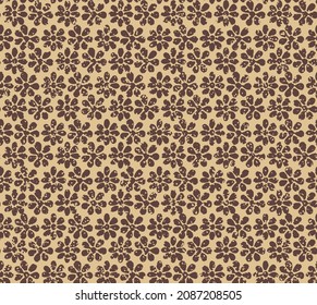 Seamless liberty texturizada flor patrón de simetrías decorativas, adorno patrón ilustración vectorial Fondo de un resorte de flores marrones.