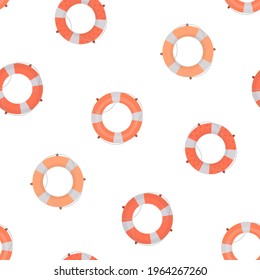 Seamless life preserver pattern. Colorful and cute design for summer time. Vector illustration.
