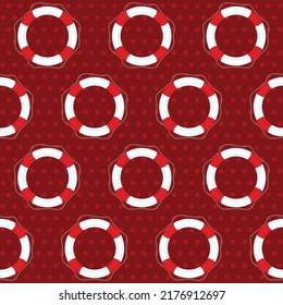 Seamless Lifebuoy Pattern, Small Polka Dot With Maroon Color Background