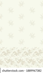 Seamless light background with beige flowers and leaves. Vector retro illustration. Ideal for printing on fabric or paper for wallpapers, textile, wrapping. 