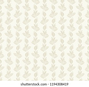 Seamless light background with beige leaves. Vector retro illustration. Ideal for printing on fabric or paper for wallpapers, textile, wrapping. 
