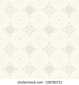 Seamless light background with beige mandala pattern.