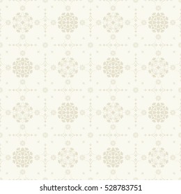 Seamless light background with beige mandala pattern.