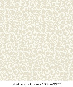 Seamless light background with beige pattern in baroque style. Vector retro illustration. Ideal for printing on fabric or paper.