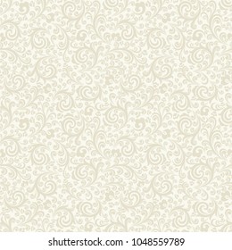 Seamless light background with beige pattern in baroque style. Vector retro illustration. Ideal for printing on fabric or paper for wallpapers, textile, wrapping. 