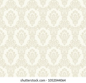Seamless light background with beige pattern in baroque style. Vector retro illustration. Ideal for printing on fabric or paper for wallpapers, textile, wrapping. 