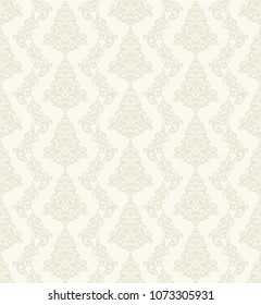 Seamless light background with beige pattern in baroque style. Vector retro illustration. Ideal for printing on fabric or paper for wallpapers, textile, wrapping. 