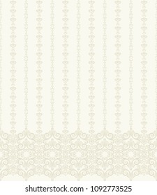 Seamless light background with beige pattern in baroque style. Vector retro illustration. Ideal for printing on fabric or paper for wallpapers, textile, wrapping. 