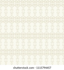 Seamless light background with beige pattern in baroque style. Vector retro illustration. Ideal for printing on fabric or paper for wallpapers, textile, wrapping. 