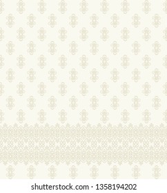Seamless light background with beige pattern in baroque style. Vector retro illustration. Ideal for printing on fabric or paper for wallpapers, textile, wrapping. 