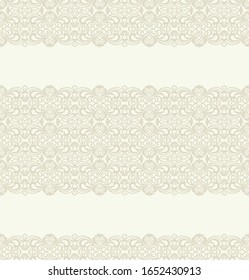 Seamless light background with beige pattern in baroque style. Vector retro illustration. Ideal for printing on fabric or paper for wallpapers, textile, wrapping. 