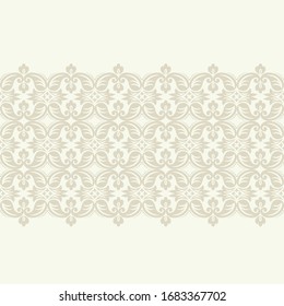 Seamless light background with beige pattern in baroque style. Vector retro illustration. Ideal for printing on fabric or paper for wallpapers, textile, wrapping. 