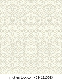 Seamless light background with beige pattern in baroque style. Vector retro illustration. Islam, Arabic, Indian, ottoman motifs. Perfect for printing on fabric or paper.