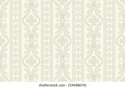 Seamless light background with beige pattern in baroque style. Vector retro illustration. Ideal for printing on fabric or paper for wallpapers, textile, wrapping. 