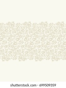 Seamless light background with beige pattern in baroque style. Vector retro illustration. Ideal for printing on fabric or paper.