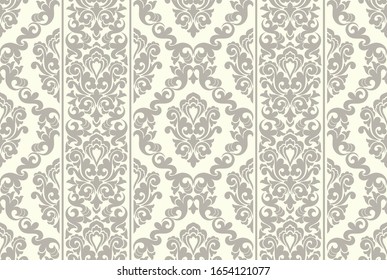 Seamless light background with brown pattern in baroque style. Vector retro illustration. Ideal for printing on fabric or paper for wallpapers, textile, wrapping. 
