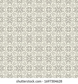 Seamless light background with brown pattern in baroque style. Vector retro illustration. Ideal for printing on fabric or paper for wallpapers, textile, wrapping. 
