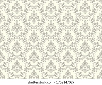 Seamless light background with brown pattern in baroque style. Vector retro illustration. Ideal for printing on fabric or paper for wallpapers, textile, wrapping. 