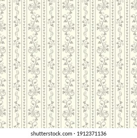 Seamless light background with brown pattern in baroque style. Vector retro illustration. Ideal for printing on fabric or paper for wallpapers, textile, wrapping. 