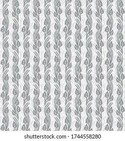 Seamless light background with grey leaves. Vector retro illustration. Ideal for printing on fabric or paper for wallpapers, textile, wrapping. 