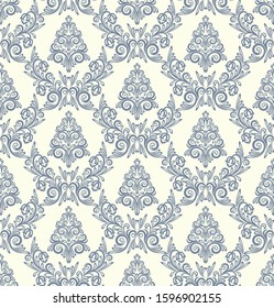 Seamless light background with grey pattern in baroque style. Vector retro illustration. Ideal for printing on fabric or paper for wallpapers, textile, wrapping. 